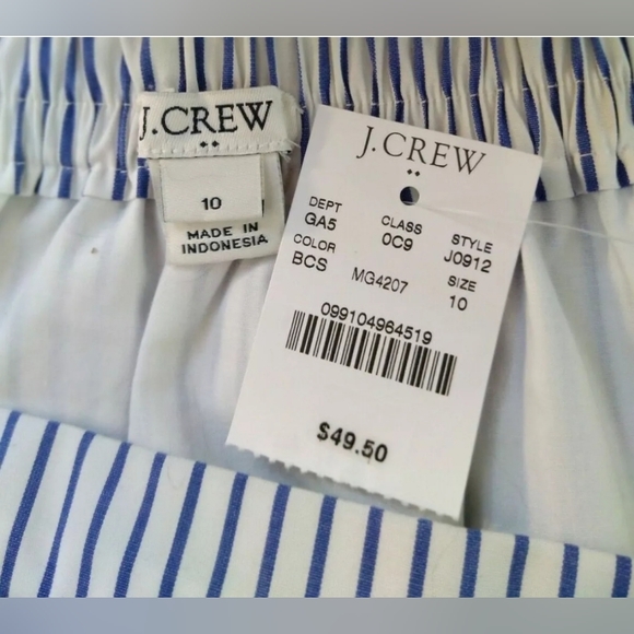 NWT. J Crew Blue & White Stripe Tiered Ruffle Skirt - Size 10. - Picture 6 of 8